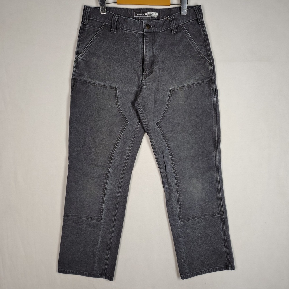 Carhartt Relaxed Fit Double Front Work Pants Black Canvas Utility 32x27